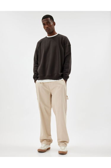 Chino Trousers Pocket Detail Cotton