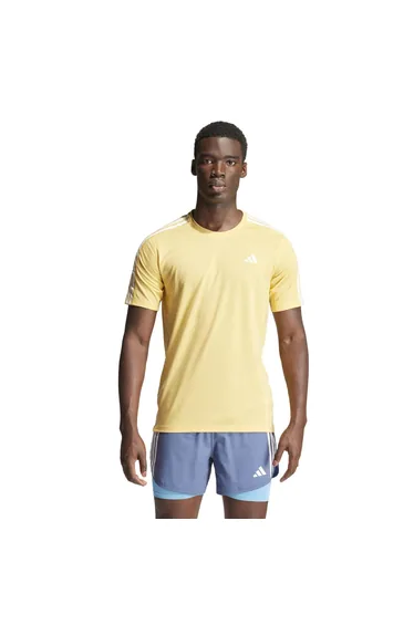 Men's adidas Own The Run 3-Stripes T-Shirt in Yellow