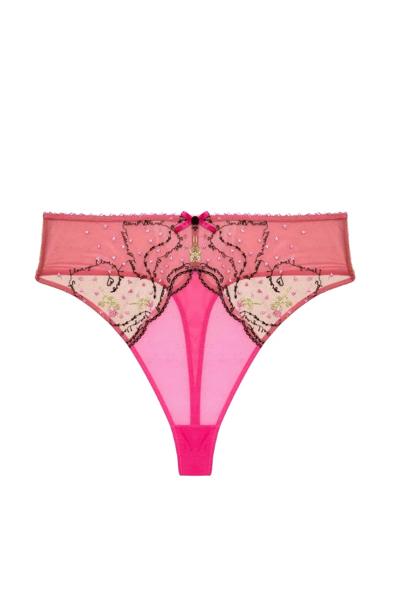 Spank Me Pink and Nude Custom Embroidery High waist Thong - 2