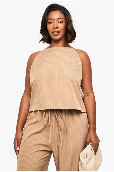 PLUS PINSTRIPE CAMI TOP