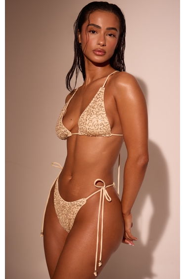 Gold Sequin Swim Tie Side Bikini Bottoms