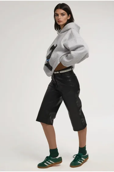 هودي هيكوب رمادي بأكمام طويلة