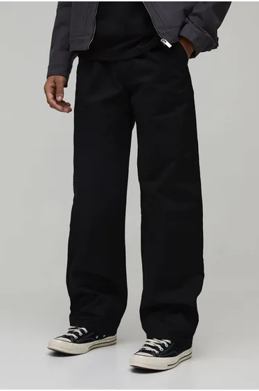 Wide Fit Pleat Front Work 365 Trouser - black