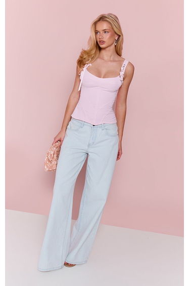 PInk Peachskin Eyelet Detail Corset