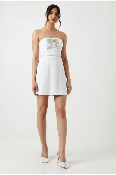 Embellished Statement Bow Crepe Dress