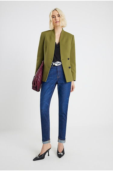 Blue High Rise Mom Jeans