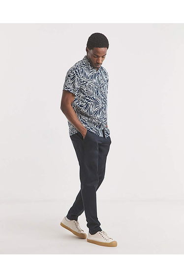 Short Sleeve Revere Collar Print Shirt