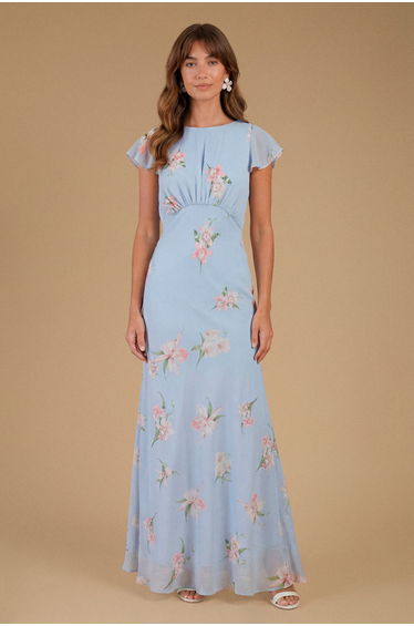 Orchid Floral Printed Waterfall Maxi Dress