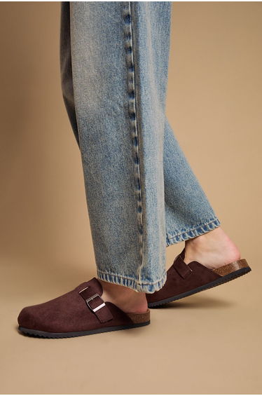 Jack Faux Suede Closed Toe Footbed Mules
