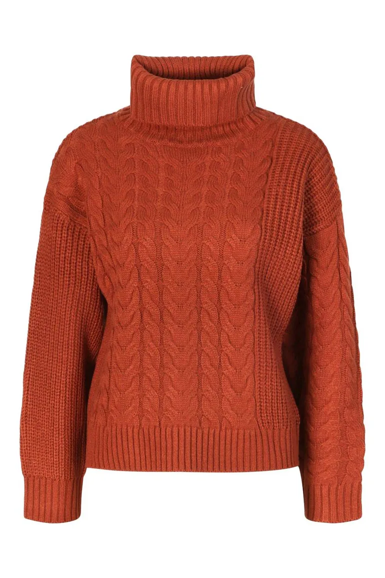 Cable Knit Jumper - rust - 2