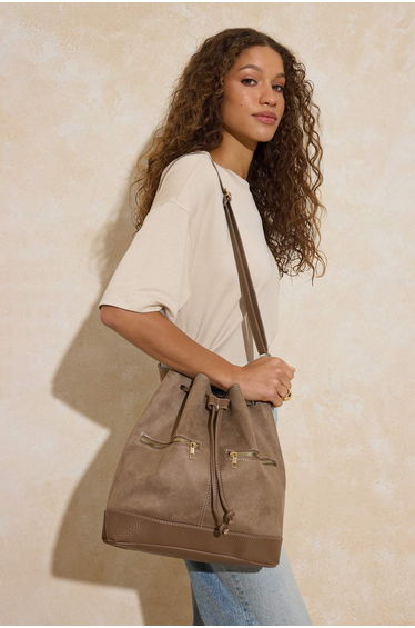 Mink suede gathered women's shoulder bag