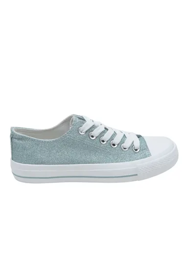 Lemonade Sparkly Glitter Canvas Trainers Blue