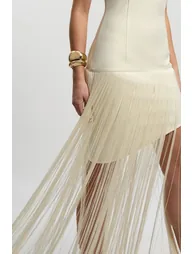 فستان محبوك بحواف شراشيب - 2