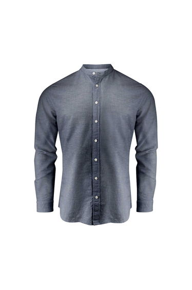 James Harvest Mens Townsend Linen Blend Shirt - Navy