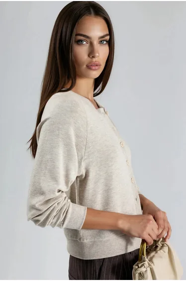 BUSEM Crew Neck Buttoned Cardigan