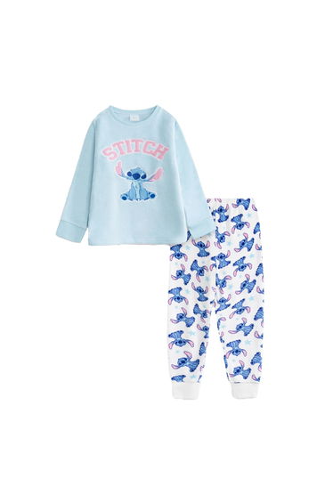 Lilo & Stitch Girls Stitch Long Pyjama Set - Blue/White