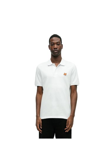Maison Kitsuné Mens Fox Short-Sleeved Polo Shirt - White