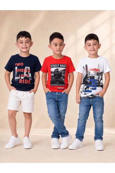 Pack of 3 - Boys Graphic Print T-Shirt