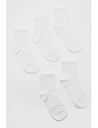 Plain White 5 Pack Ankle Sport Socks - white