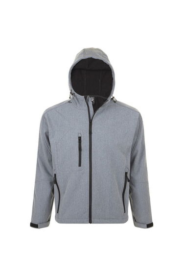 SOLS Mens Replay Hooded Soft Shell Jacket (Breathable, Windproof And Water Resistant) - Grey Marl