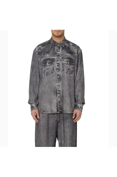 قميص جينز رمادي بأكمام طويلة