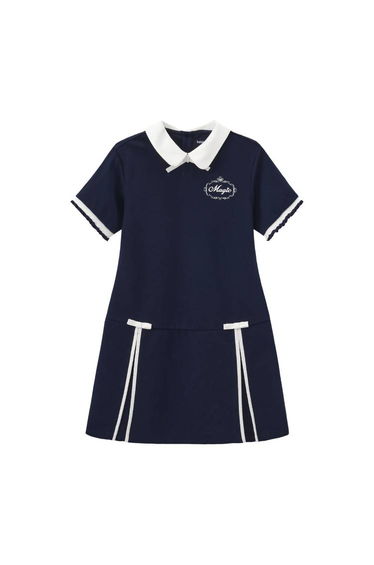 Girls' Collared Dress with Print