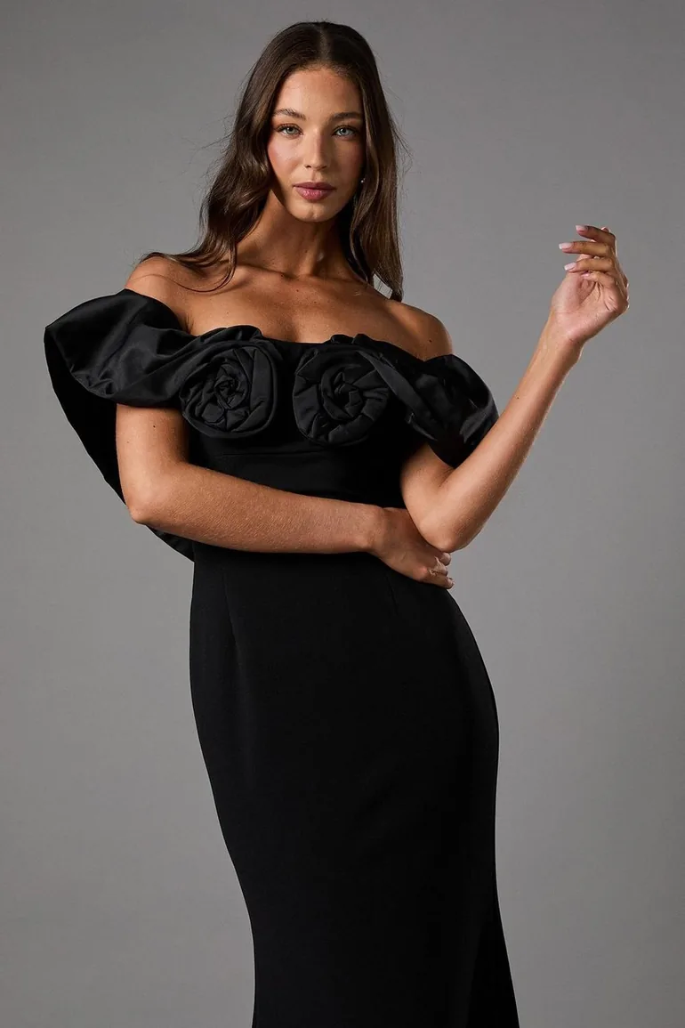 Bardot Rose Detail Maxi Dress - 1