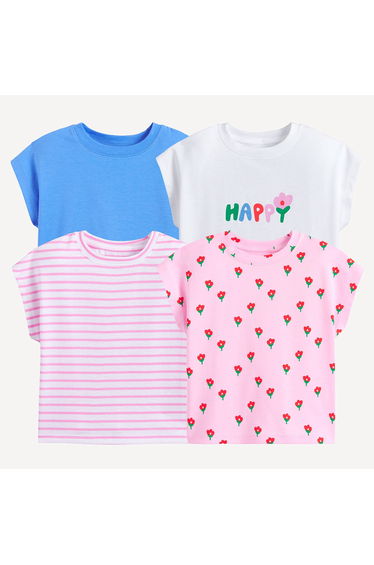 Pack of 4 Crew Neck T-Shirts with Short Sleeves