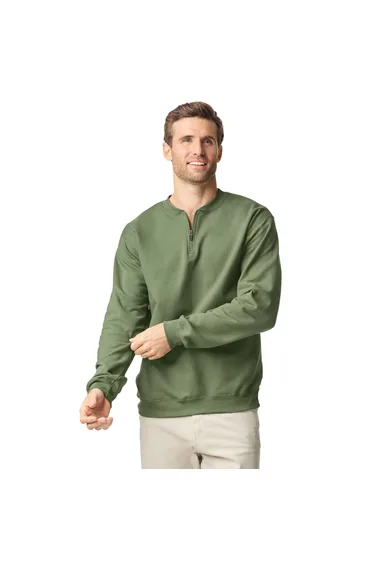 Gildan Adult Softstyle Midweight Quarter Zip Sweatshirt - Military Green