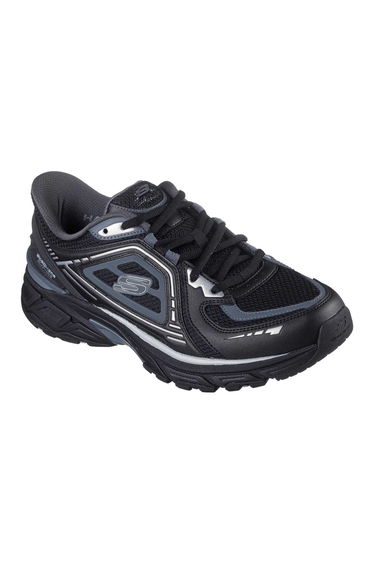Skechers Mens Mesh Metallic Insert Trainers - Black/Silver