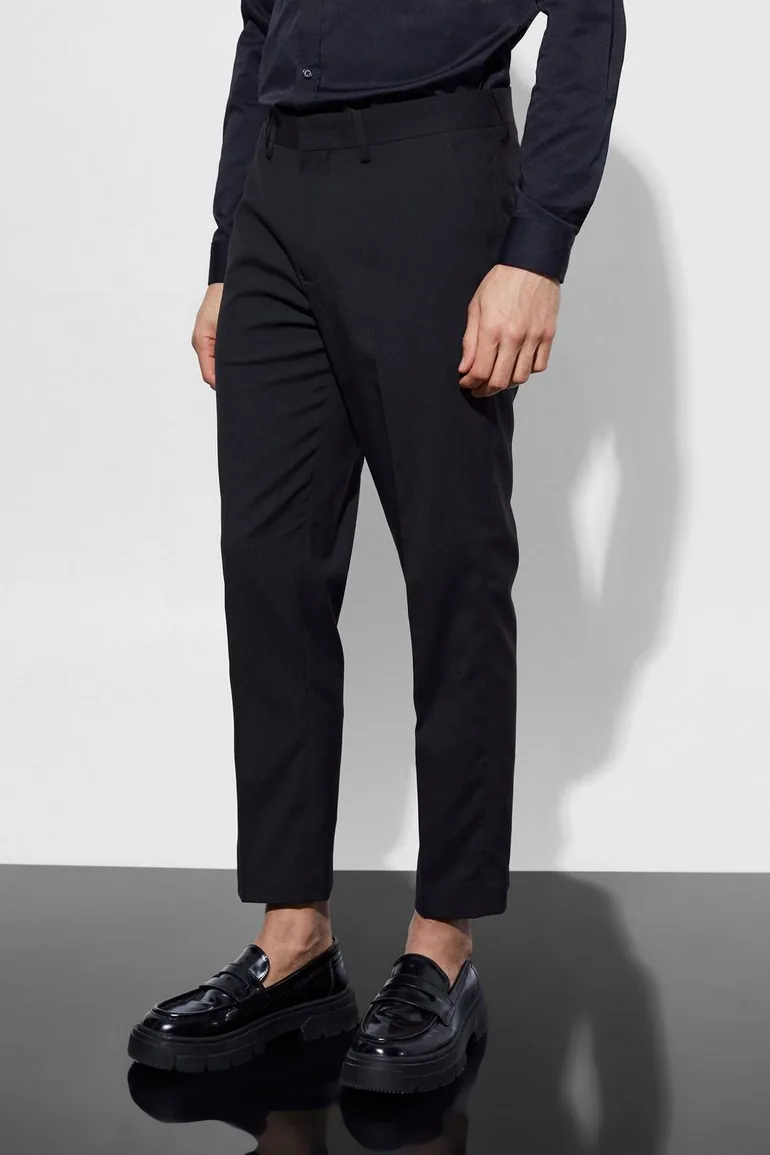 Slim Cropped Suit Trousers - black