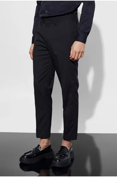Slim Cropped Suit Trousers - black