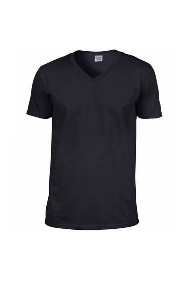 Gildan Mens Soft Style V-Neck Short Sleeve T-Shirt - Black