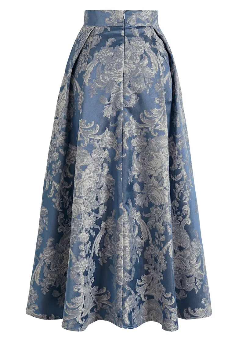 Vintage Damask Jacquard A-Line Maxi Skirt for Concerts & Theater Nights - 8