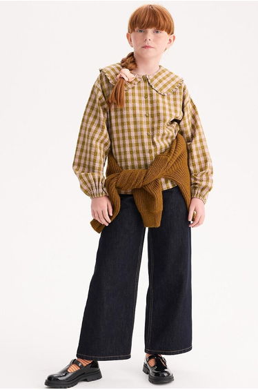 Gingham Check Shirt with Long Sleeves