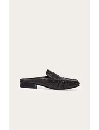 Chocolate Python Loafer Mule - 1