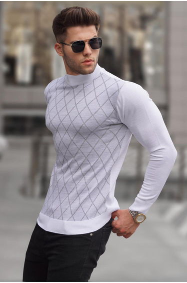 Ecru Turtleneck Knitwear Sweater