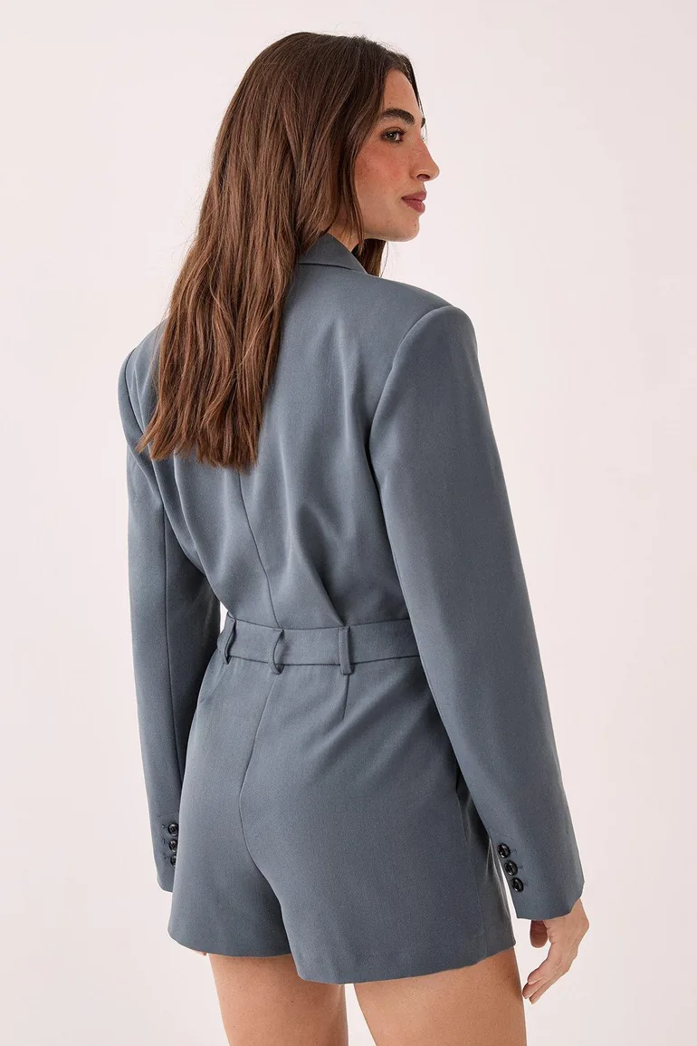 Tailored Button Detail Romper - 3