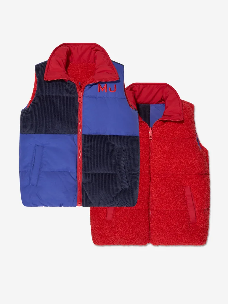 Boys Reversible Puffer Gilet in Blue - 2