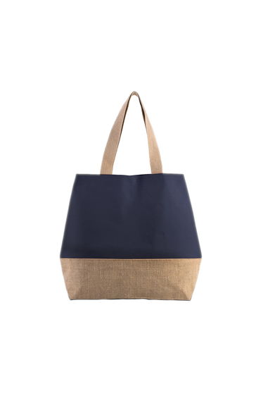 Kimood Canvas And Jute Shopper Bag - Patriot Blue/Natural