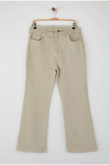 Beige High Waist Comfort Flare Fit Jeans