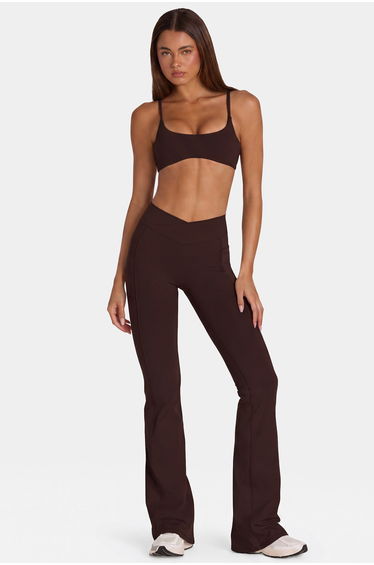 Soft Active V-Waist Flared Leggings in Espresso