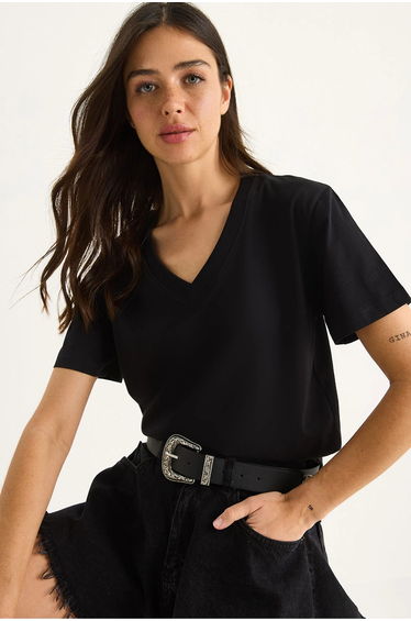 LUCCI Comfort Fit V-Neck Combed Cotton T-Shirt