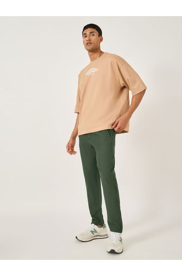 Men Solid Straight Leg Pants with Drawstring Waist