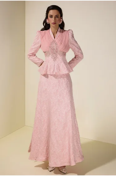 Jacquard Rivet V-Neck Top & High Waist Maxi Skirt Set