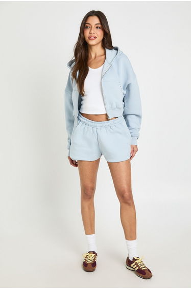 Stud Detail Sweat Short - light blue