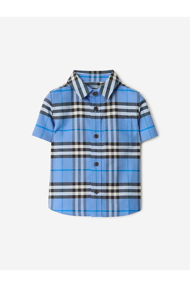 Burberry Baby Boys Mini Owen Check Oxford Shirt in Blue
