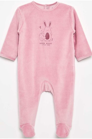 Velour Sleepsuit with Feet PINK