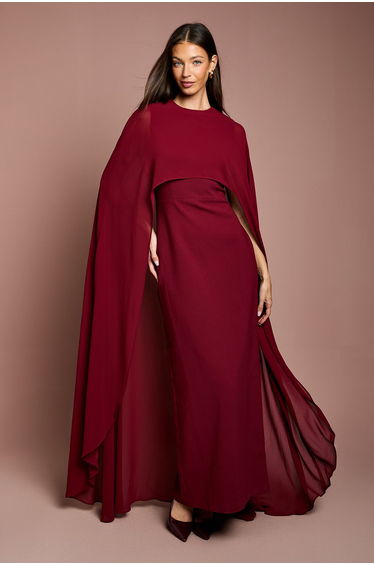 Cape Sleeve Maxi Dress