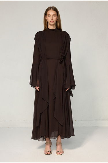 BATWING SLEEVE CHIFFON DRESS